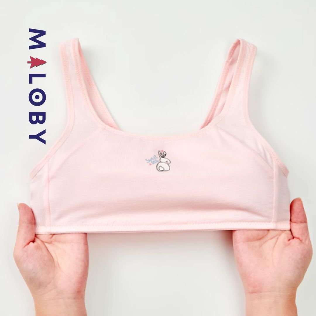 Lot de 2 brassières 100% coton - Blanc/Rose -robes et ensembles pour filles, bébés et garcons - MALOBY