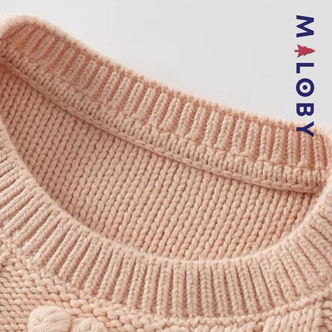 Pull en maille à torsades enfant fille- rose