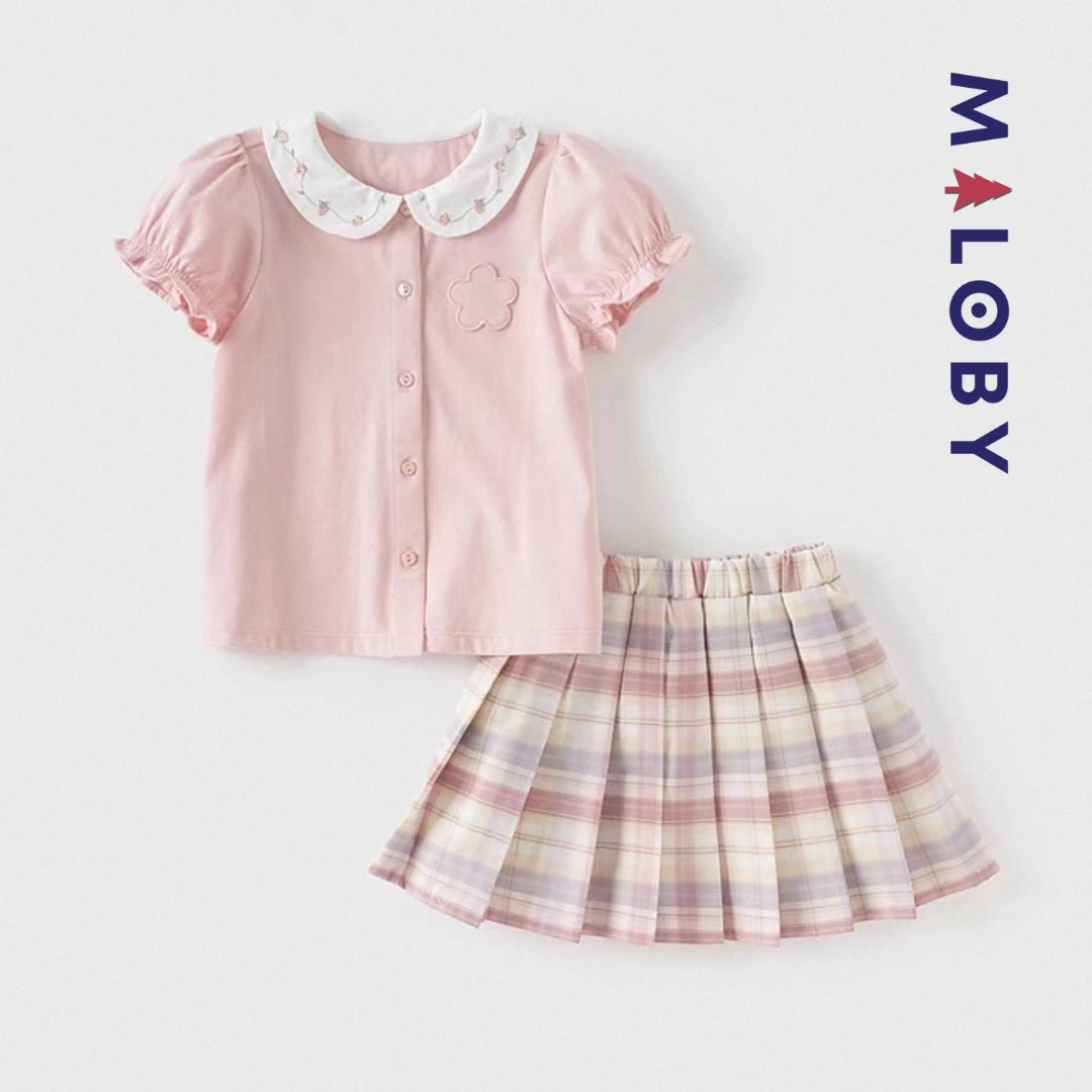 Ensemble d'été Jupon + chemise enfant fille - Rose