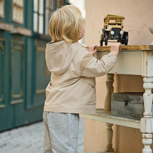Veste à capuche coupe-vent casual enfant garçon beige, vêtement enfant maroc - MALOBY