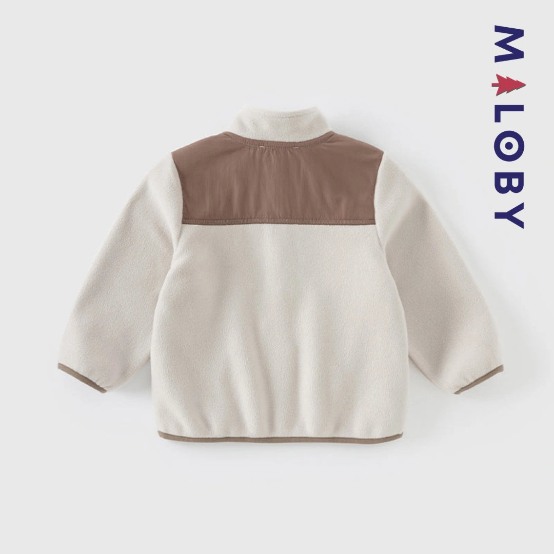 Sweat zippé en maille polaire enfant garçon - Beige -robes et ensembles pour filles, bébés et garcons - MALOBY