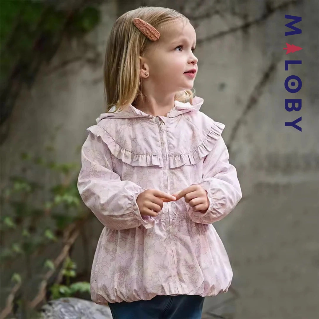 Veste mi-saison imprimé floral enfant fille- Rose