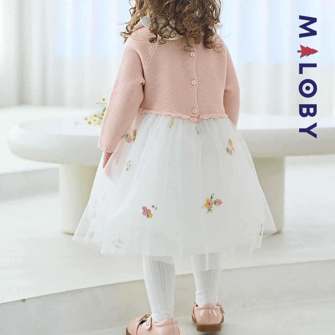Robe cérémonie avec Boléro intégré- rose pâle -robes et ensembles pour filles, bébés et garcons - MALOBY