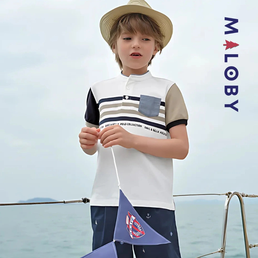 Polo col Mao enfants garçon - Blanc