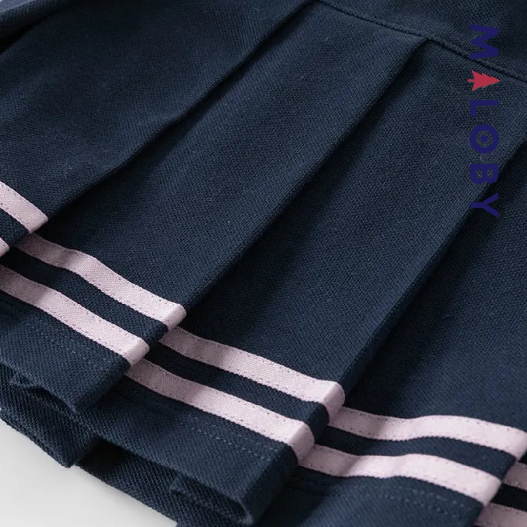 Ensemble habillé Jupon plissé+chemise enfant fille -Blanc/marine