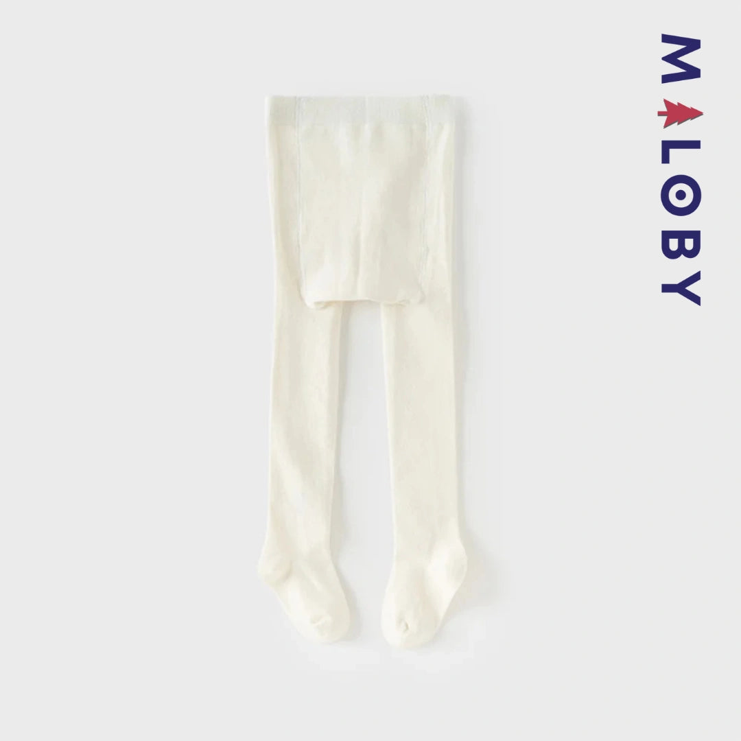 Collant Épais motif cerise enfant fille- blanc