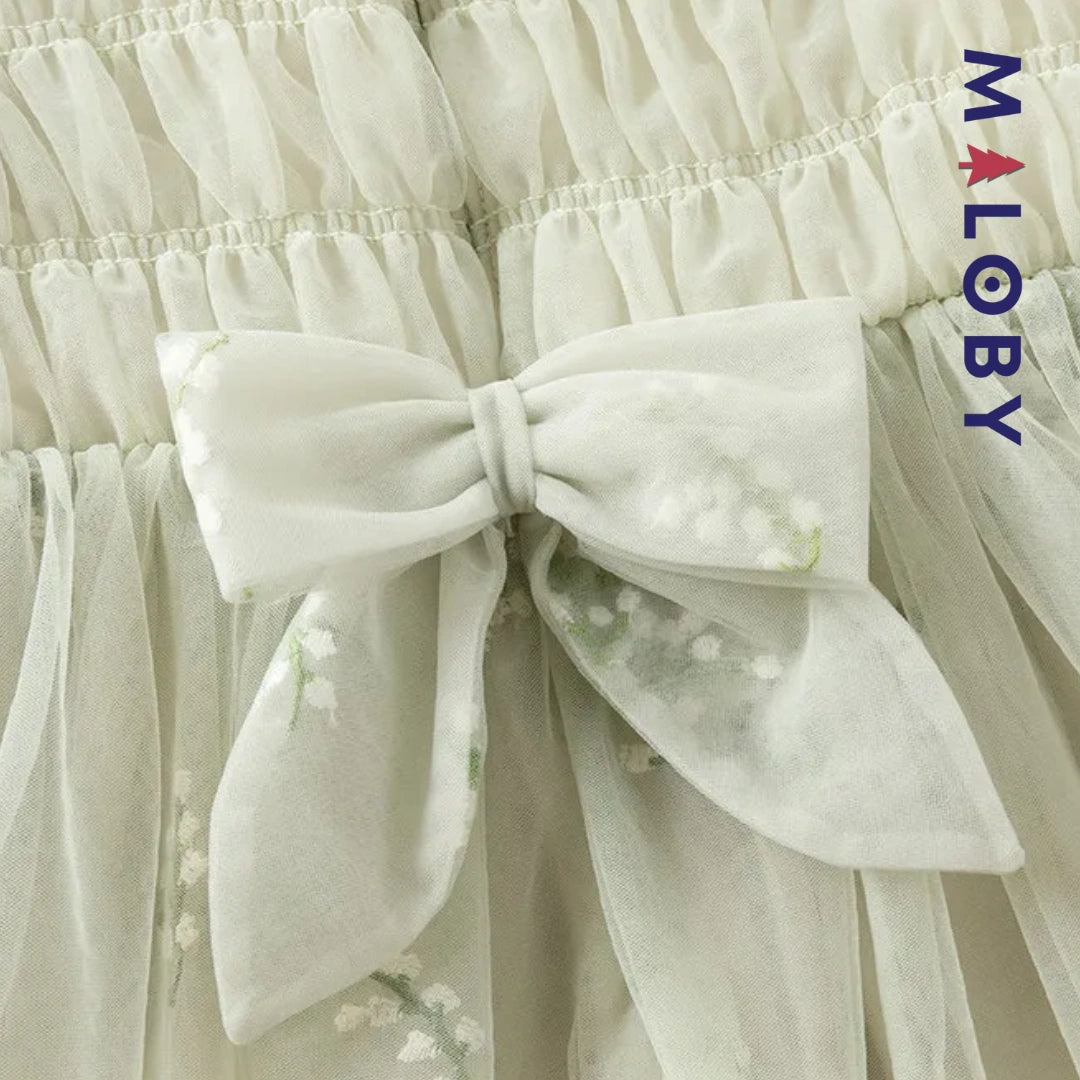 Robe de cérémonie à smocks enfant fille - vert