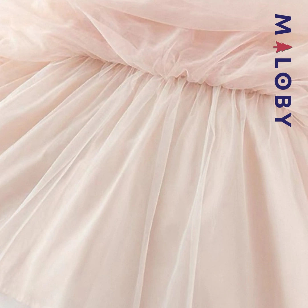 Robe à fleurs manches longues enfant fille - Rose