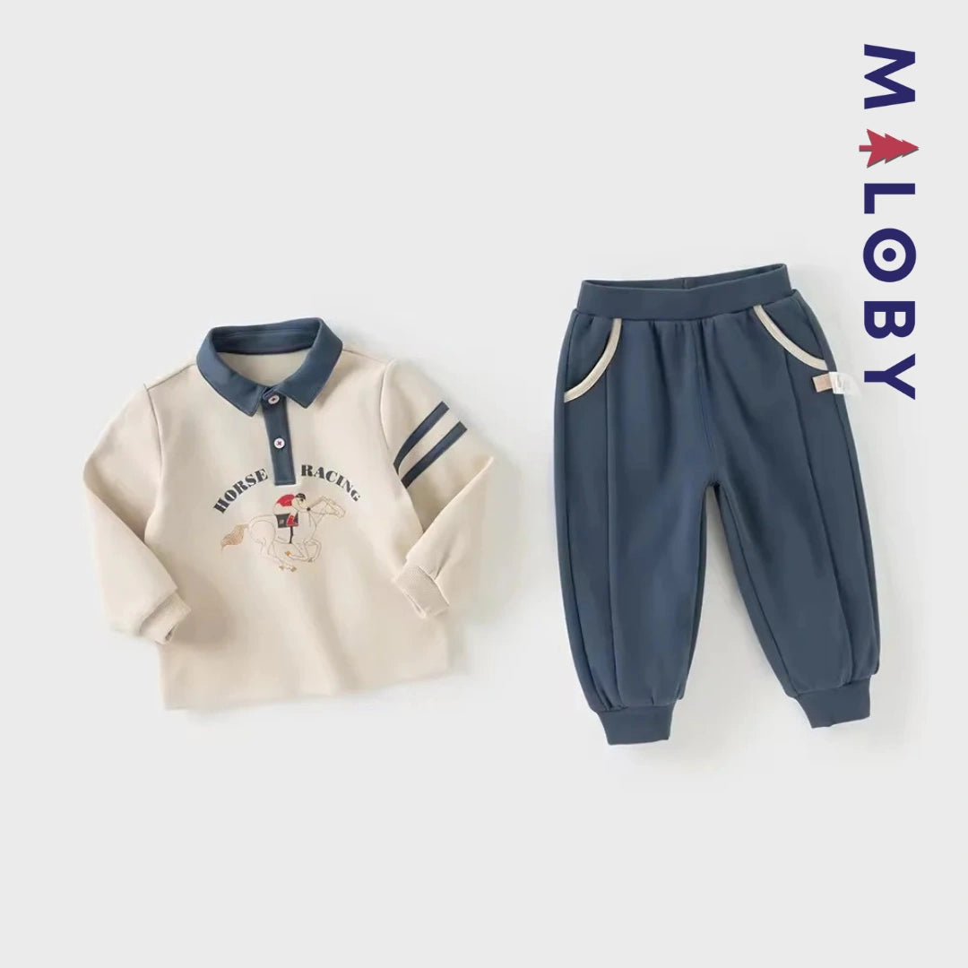 Ensemble sport sweat + jogging garçon - beige