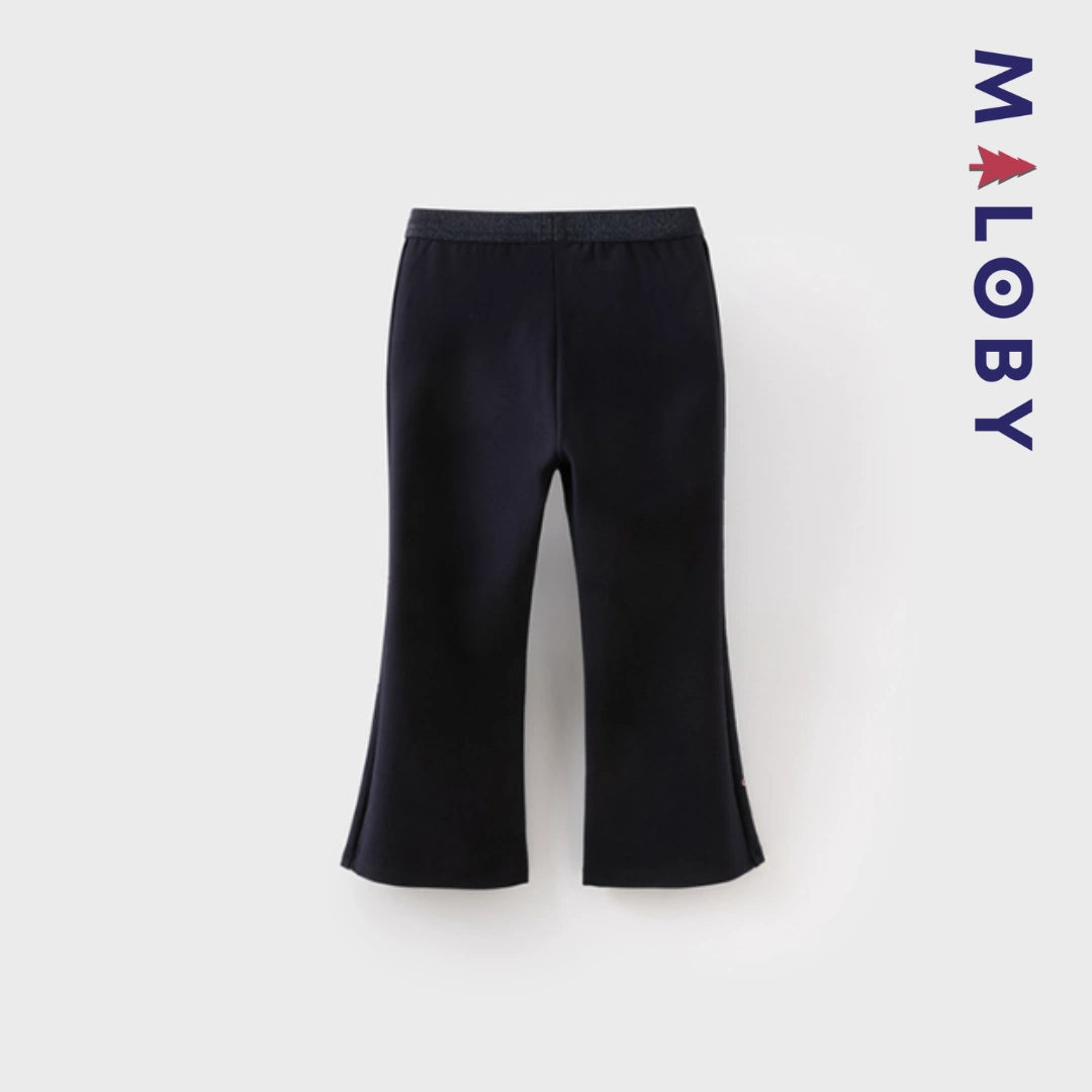 Pantalon évasé longueur chevilles enfant fille- marine