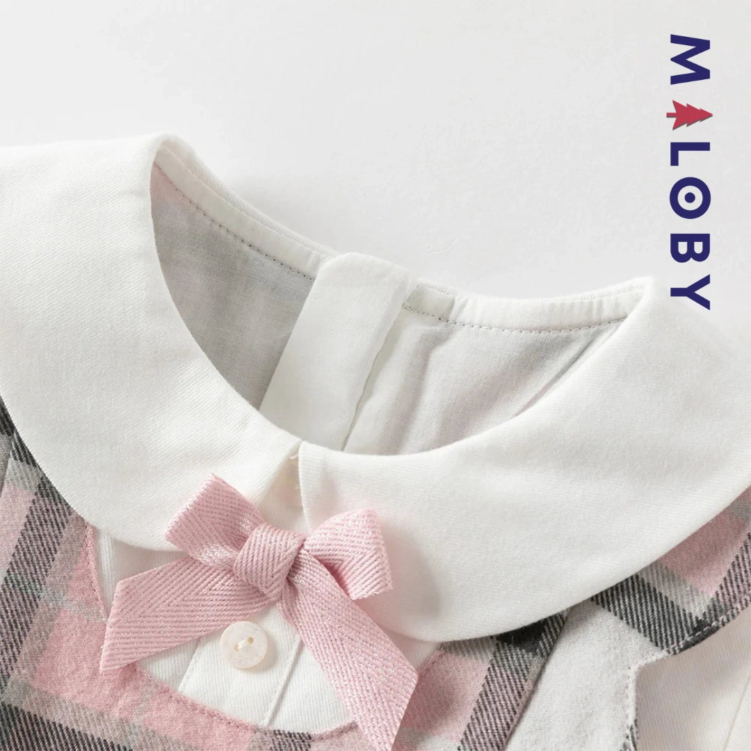 Robe bi-matière effet 2 en 1 enfant fille- rose/gris