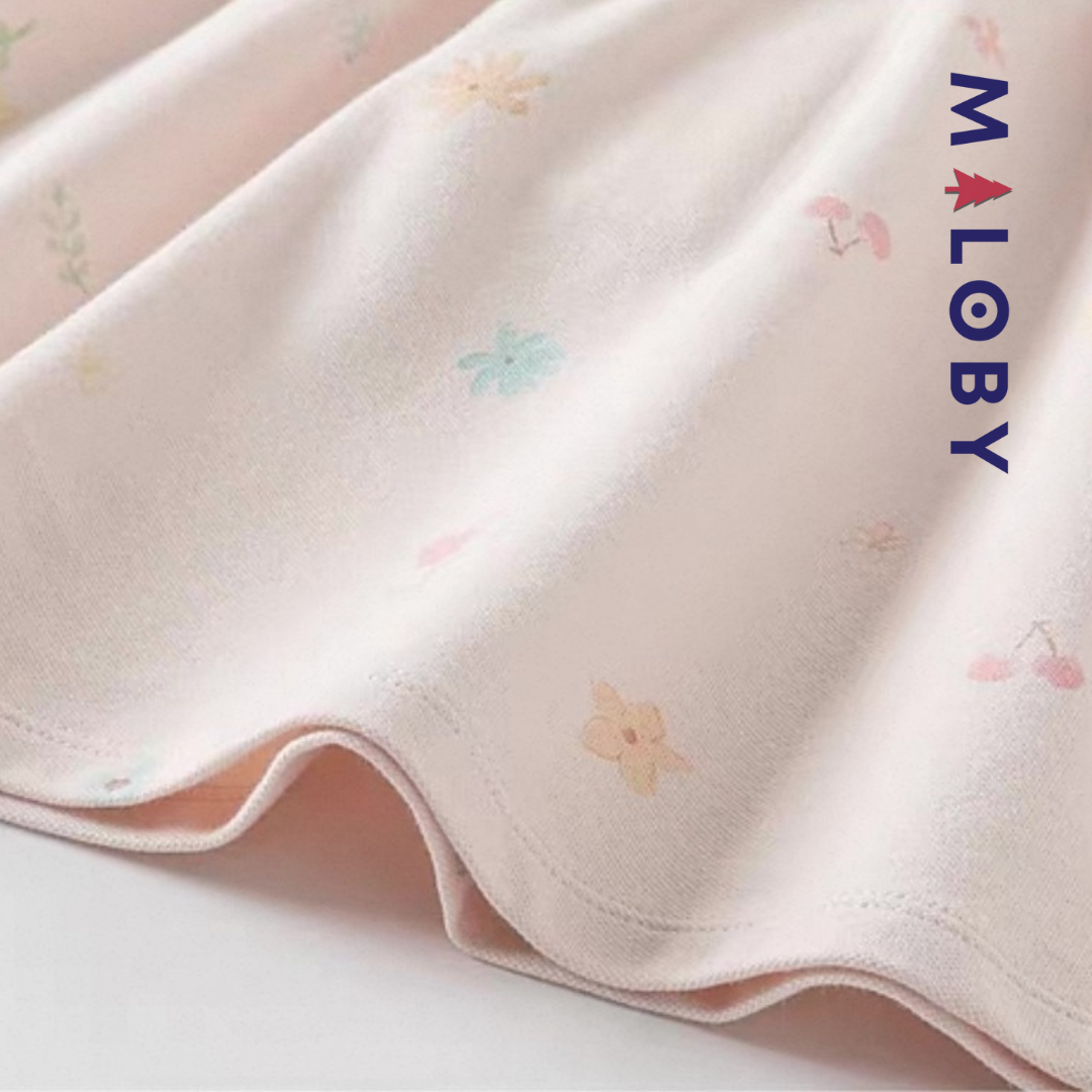 Robe d'été encolure volontée enfant fille- rose imprimé