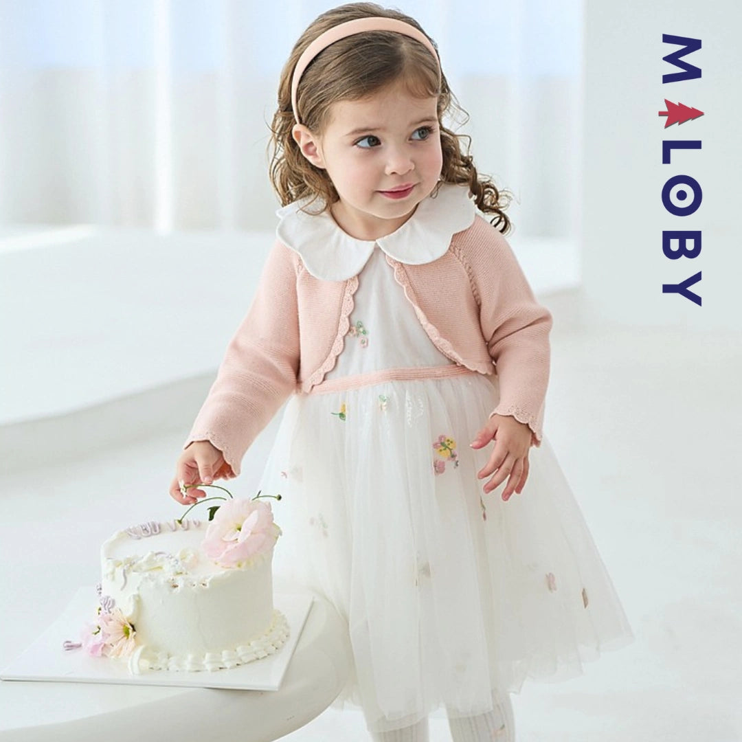 Robe cérémonie avec Boléro intégré- rose pâle -robes et ensembles pour filles, bébés et garcons - MALOBY