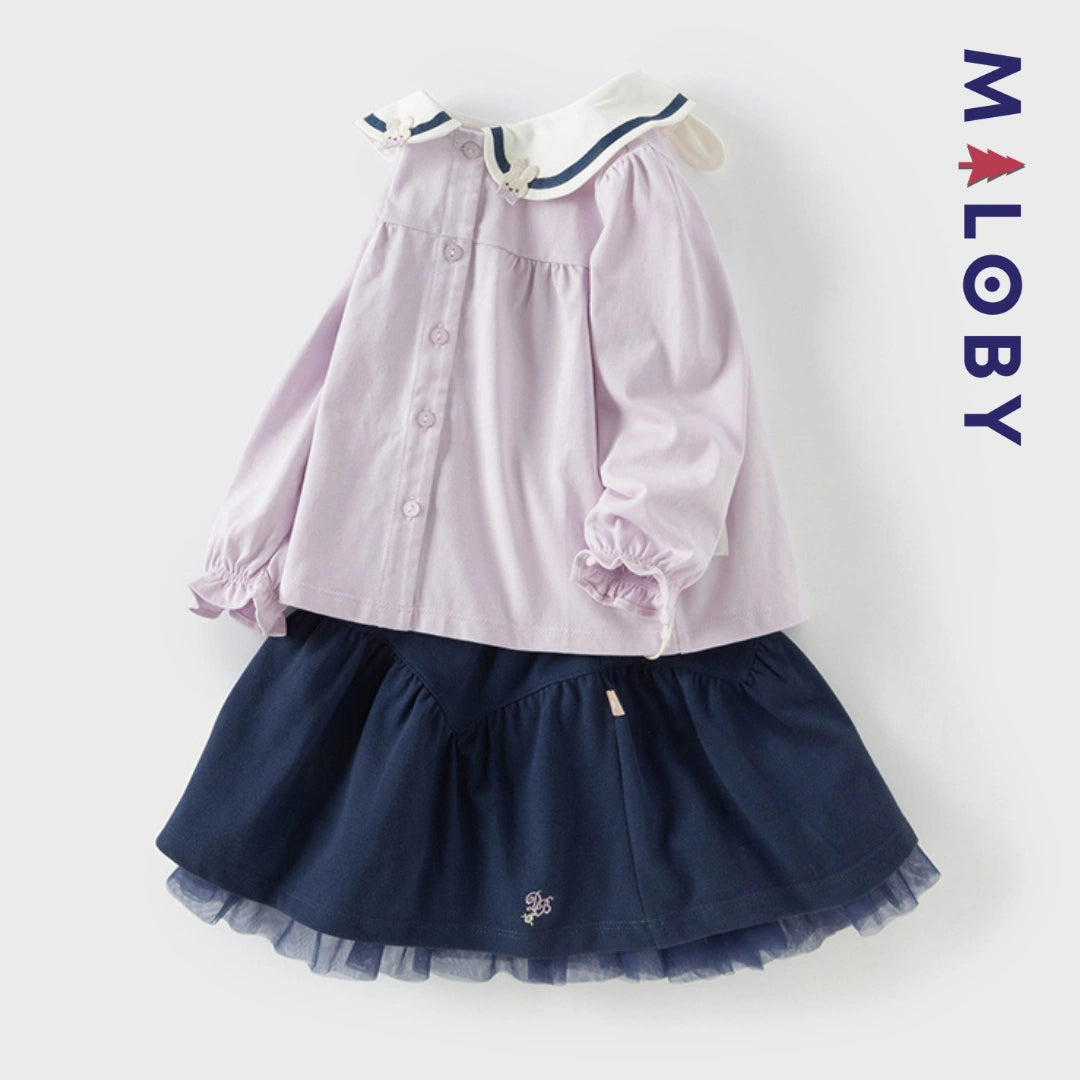 Ensemble Habillé Jupon + chemise enfant fille - violet/bleu -robes et ensembles pour filles, bébés et garcons - MALOBY