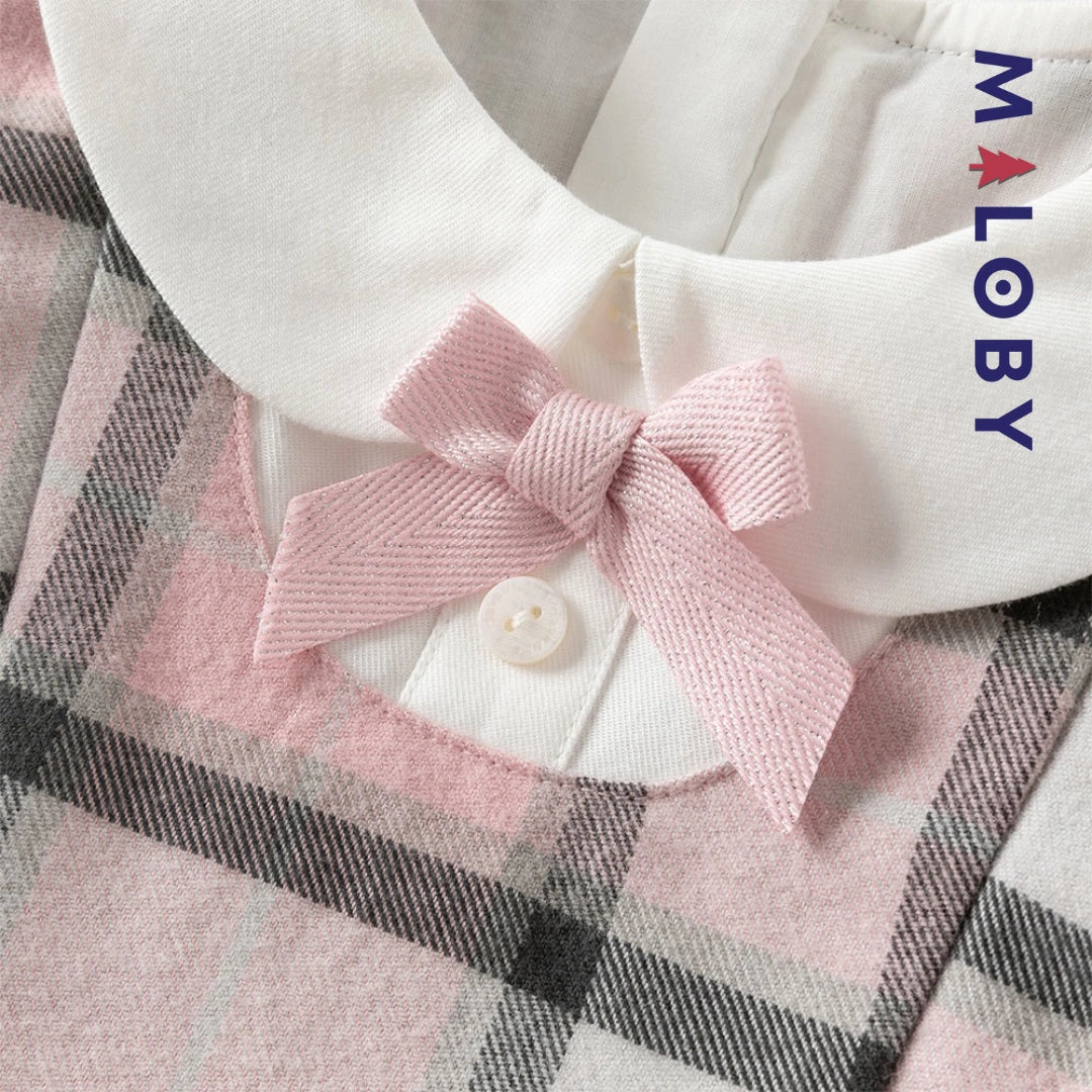 Robe bi-matière effet 2 en 1 enfant fille- rose/gris