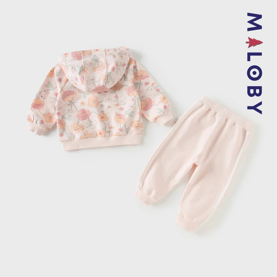 Ensemble jogging 2 pièces motifs fleuris- Rose