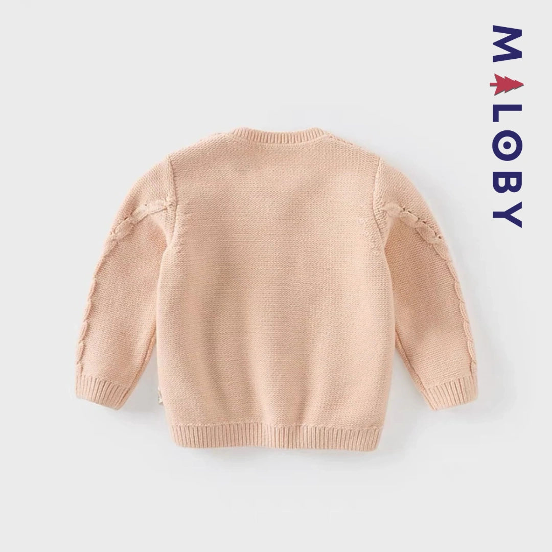Pull en maille à torsades enfant fille- rose