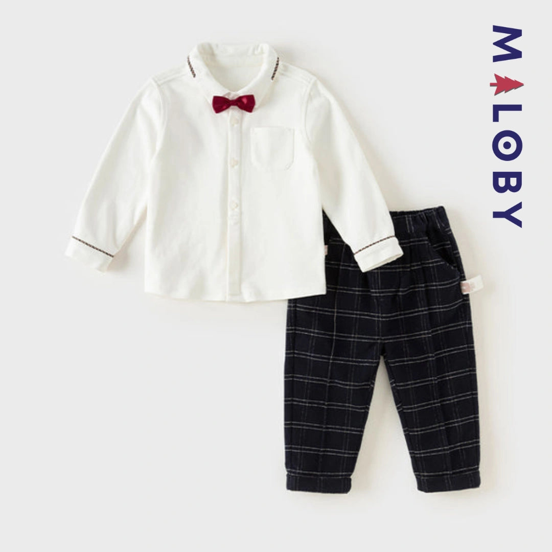 Ensemble cérémonie à carreaux enfant garçon - marine -robes et ensembles pour filles, bébés et garcons - MALOBY