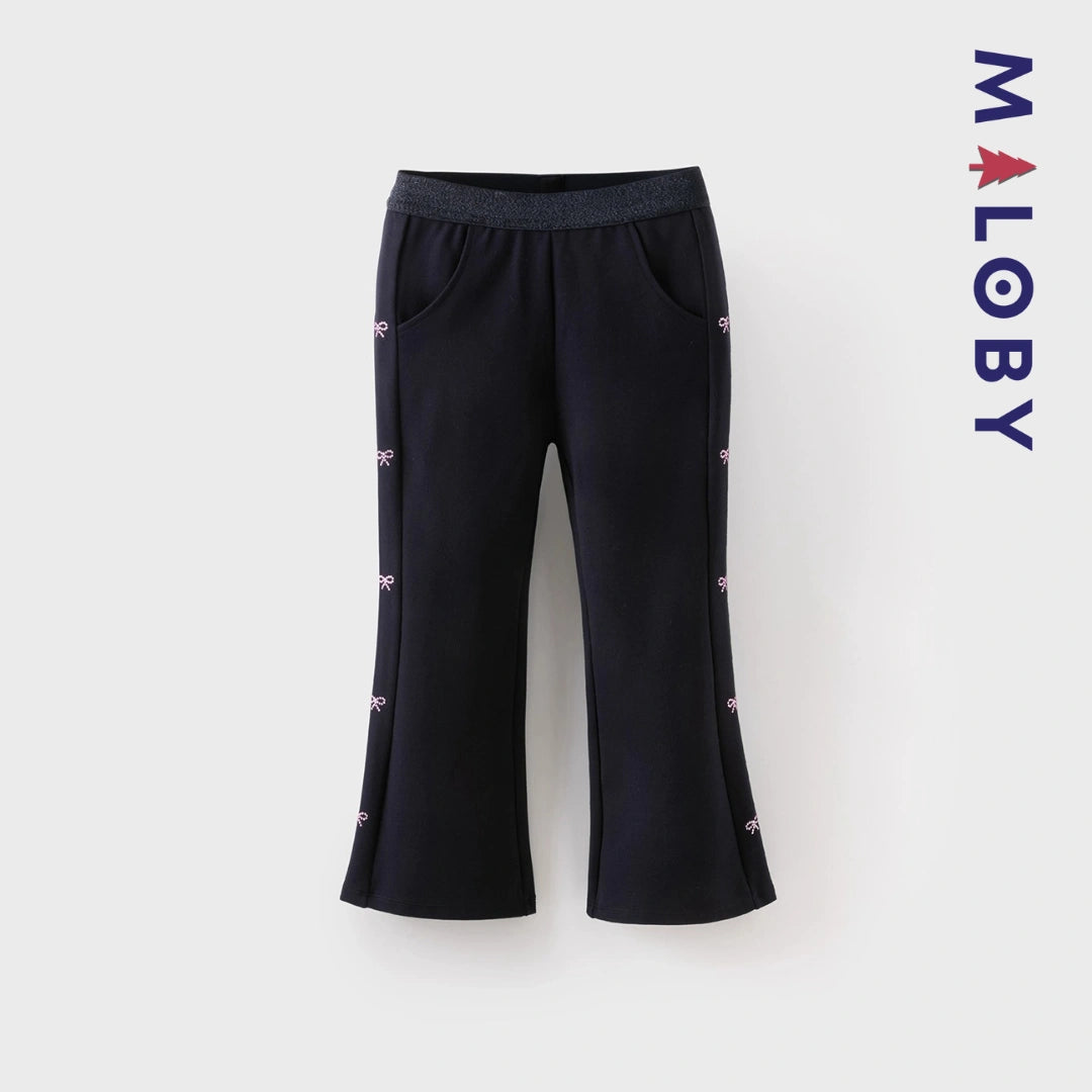 Pantalon évasé longueur chevilles enfant fille- marine