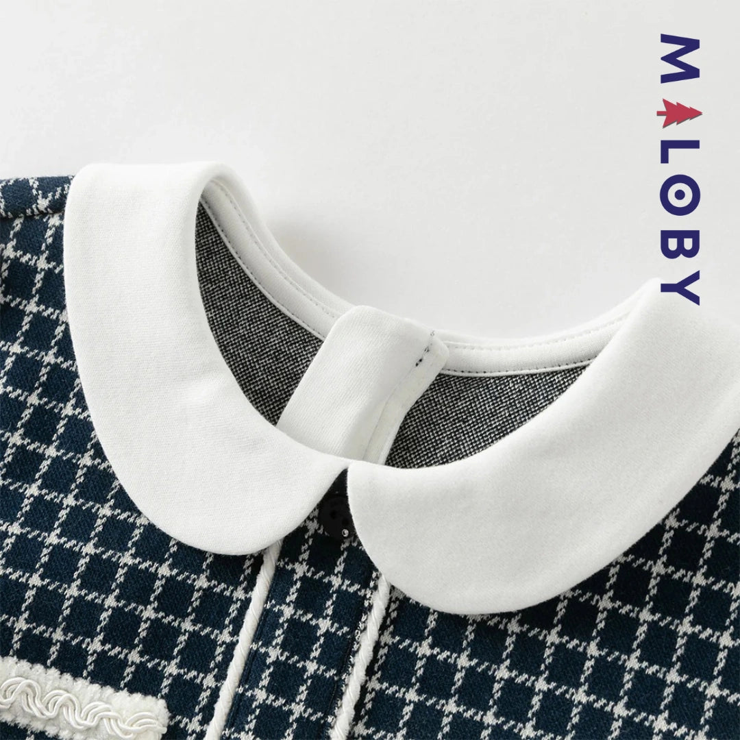 Robe à carreaux effet 2 en 1 enfant fille- marine