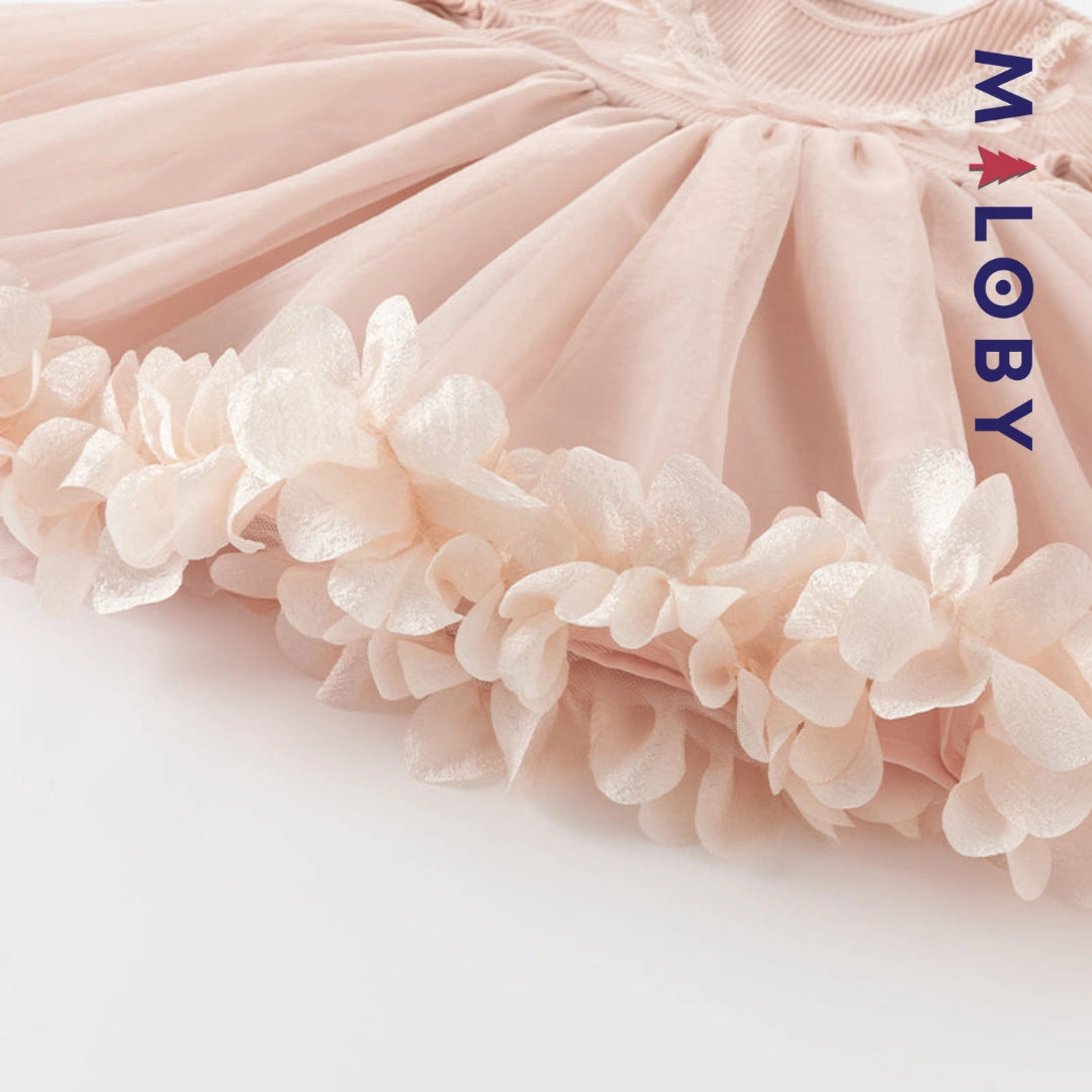 Robe cérémonie bi-matière enfant fille- rose -robes et ensembles pour filles, bébés et garcons - MALOBY