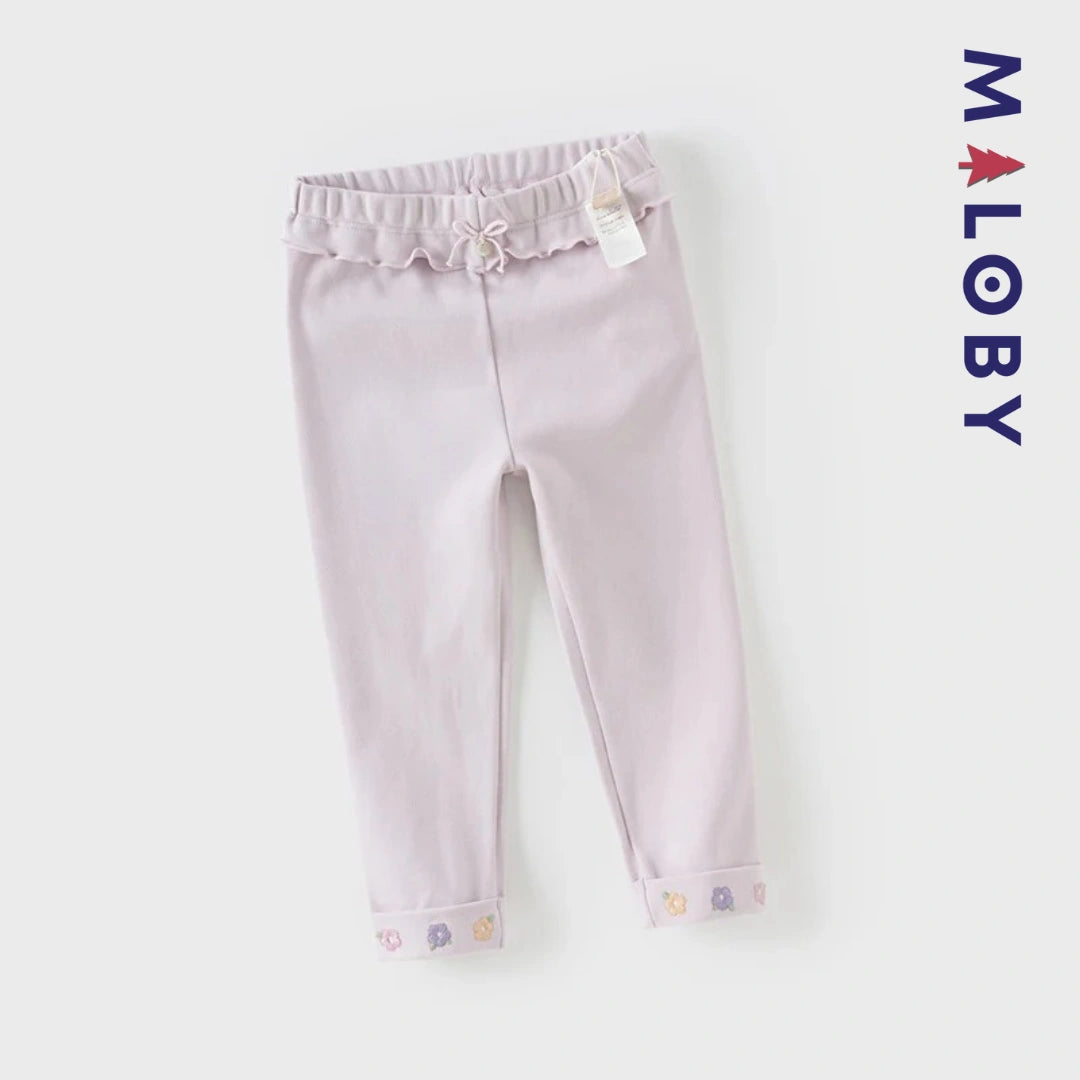 Legging à bas brodé enfant fille-beige/violet