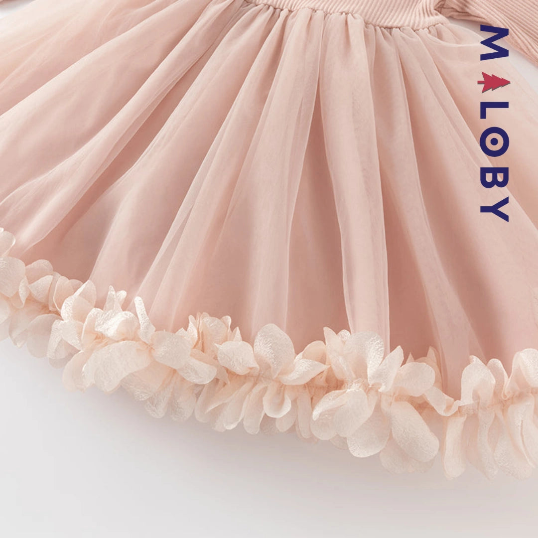 Robe cérémonie bi-matière enfant fille- rose -robes et ensembles pour filles, bébés et garcons - MALOBY