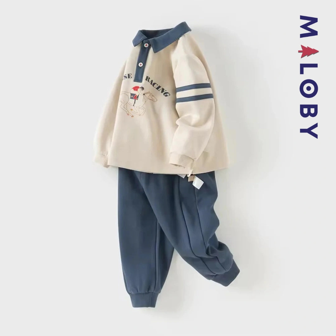Ensemble sport sweat + jogging garçon - beige