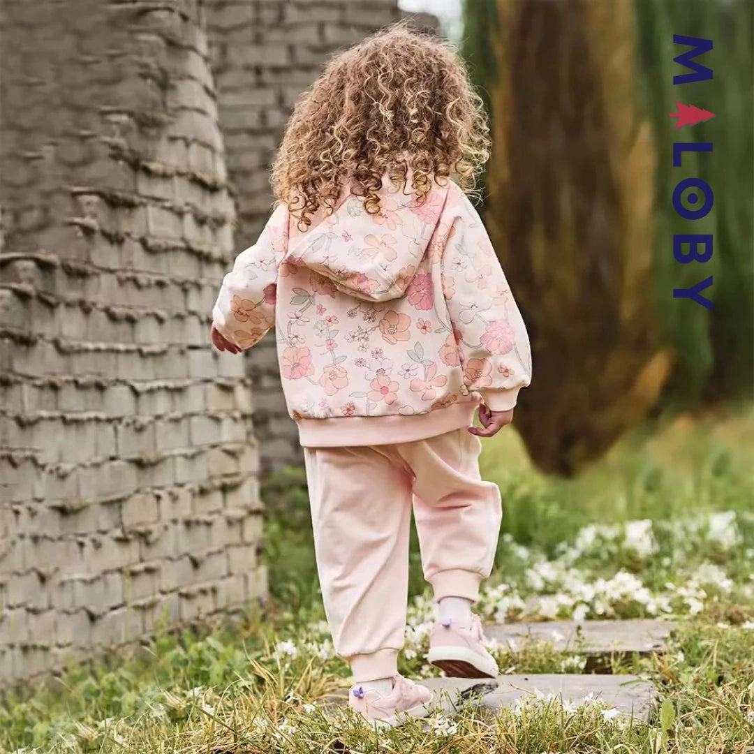 Ensemble jogging 2 pièces motifs fleuris- Rose