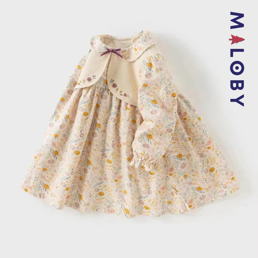 Robe habillée à boléro intégré enfant fille- Beige
