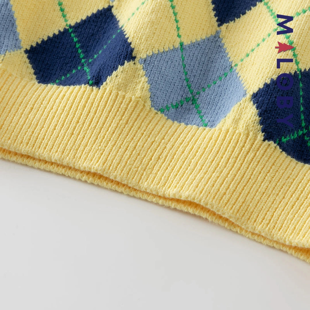 Pull Jacquard col rond enfant Garçon - jaune -robes et ensembles pour filles, bébés et garcons - MALOBY