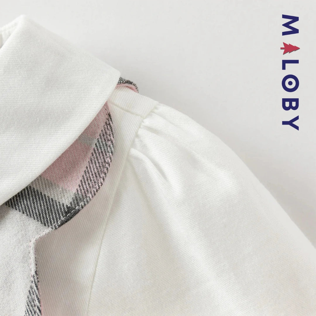 Robe bi-matière effet 2 en 1 enfant fille- rose/gris