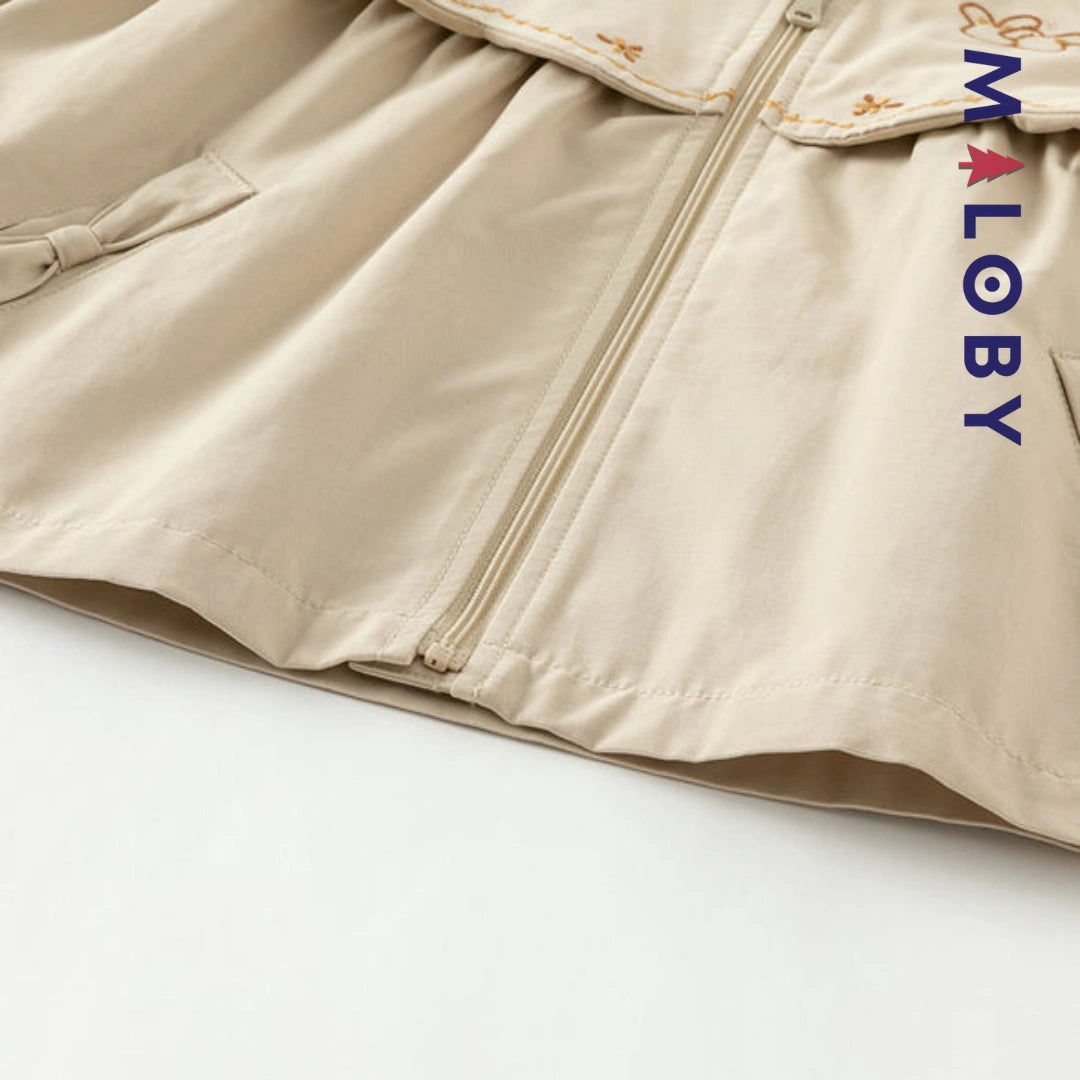 Trench à capuche doublure imprimé -couleur beige -robes et ensembles pour filles, bébés et garcons - MALOBY