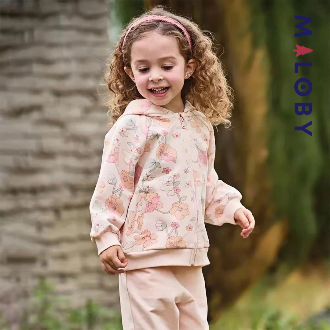 Ensemble jogging 2 pièces motifs fleuris- Rose