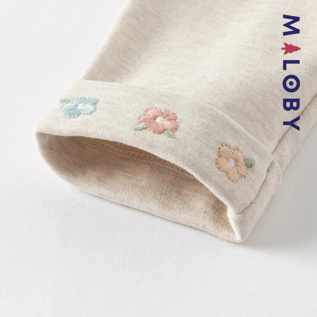 Legging à bas brodé enfant fille-beige/violet