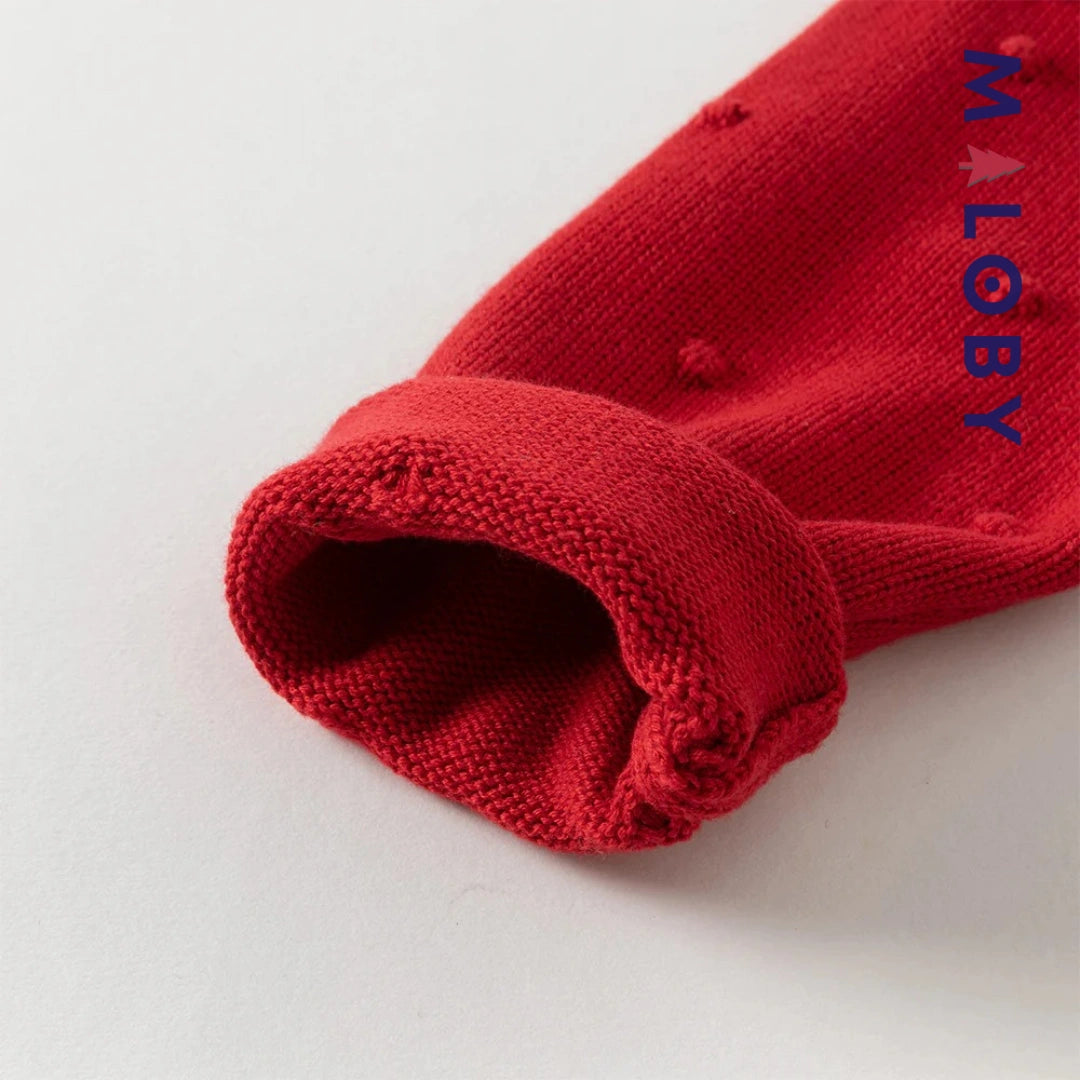Cardigan jacquard cerises enfant fille- Rouge