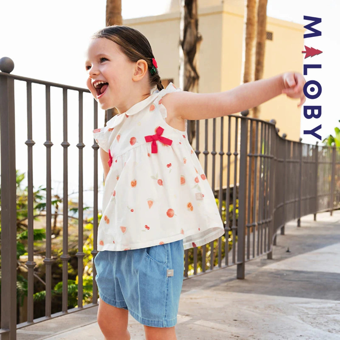 Ensemble été 2 pièces Tunique+Short en pur coton enfant fille- Imprimé