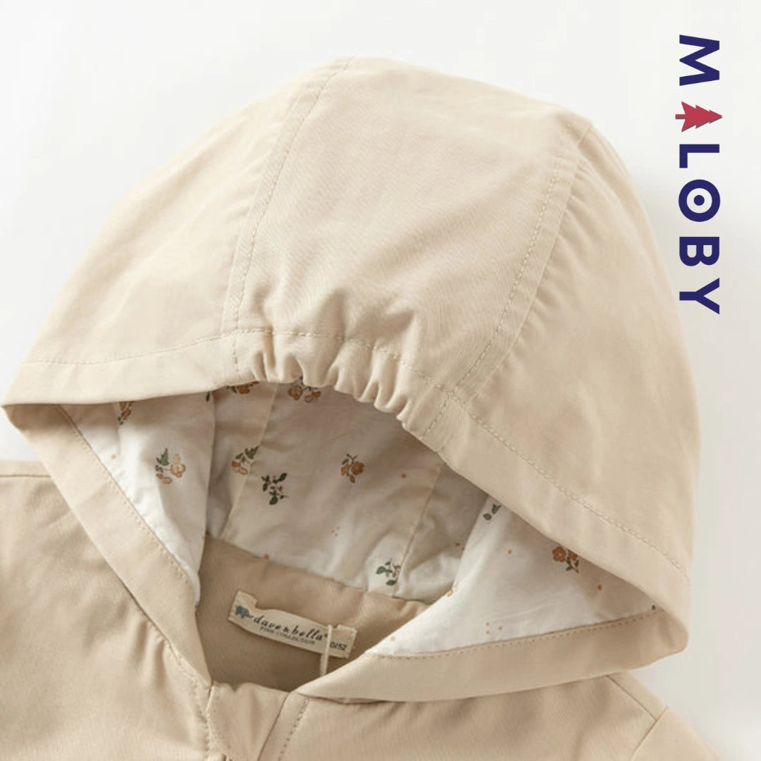 Trench à capuche doublure imprimé -couleur beige -robes et ensembles pour filles, bébés et garcons - MALOBY