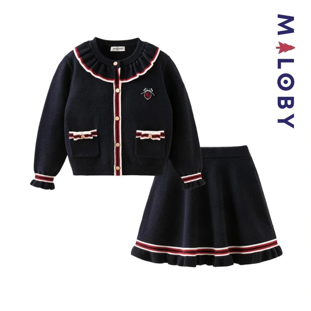 Ensemble jupe + Cardigan enfant fille- marine