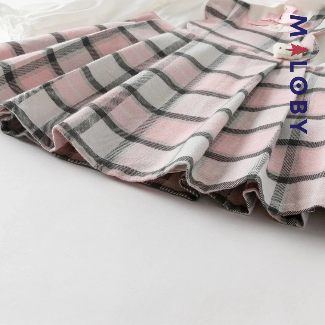 Robe bi-matière effet 2 en 1 enfant fille- rose/gris