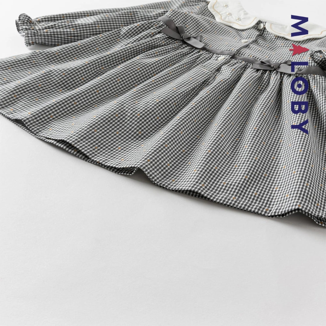 Ensemble robe vichy manches longues + sac fantaisie enfant fille- Carreaux