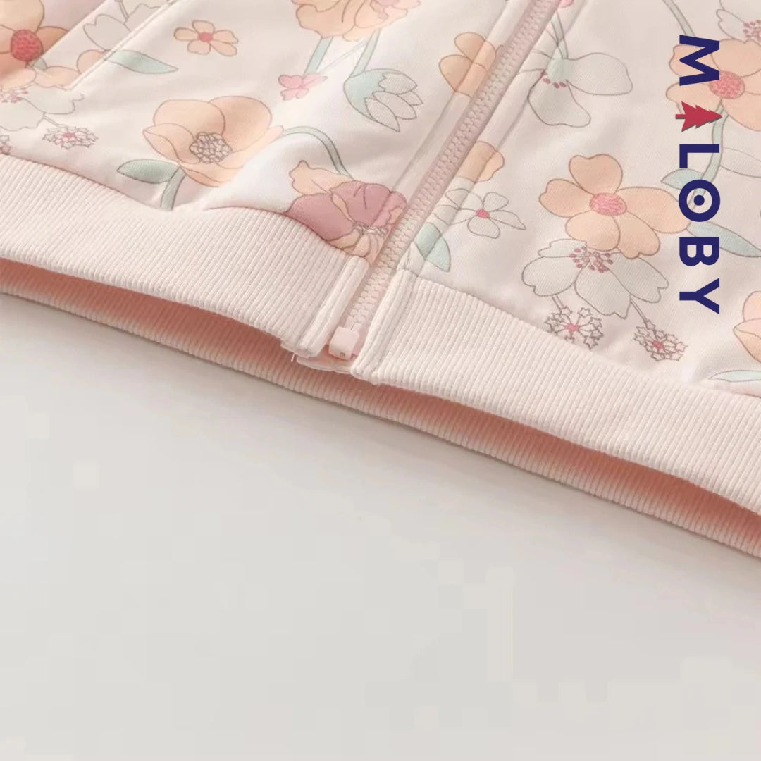 Ensemble jogging 2 pièces motifs fleuris- Rose