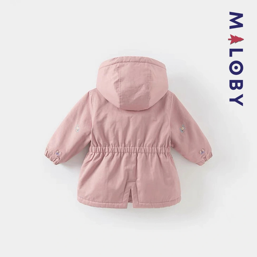 Parka à capuche brodée enfant fille- Rose