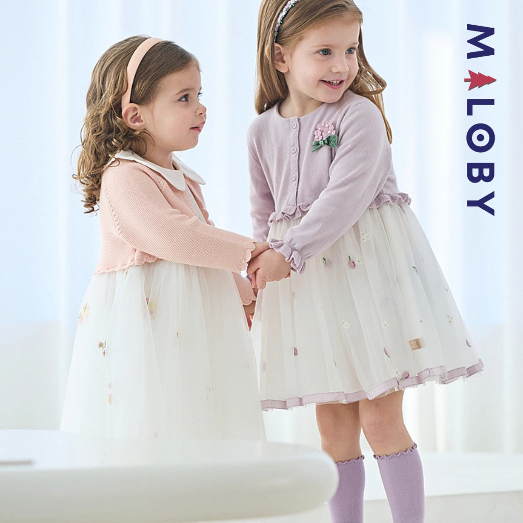 Robe cérémonie avec Boléro intégré- rose pâle -robes et ensembles pour filles, bébés et garcons - MALOBY