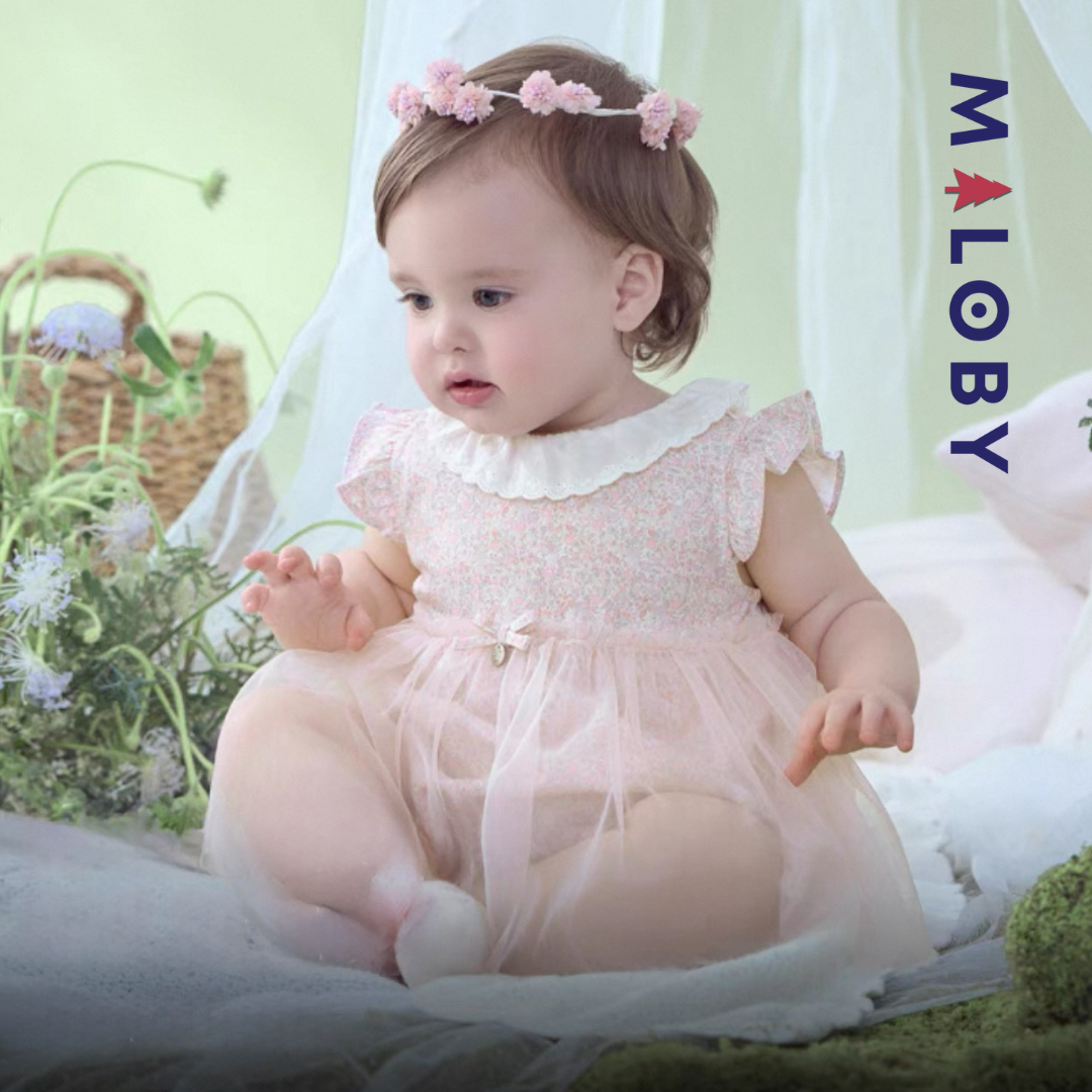Robe cérémonie bébé fille - rose imprimé