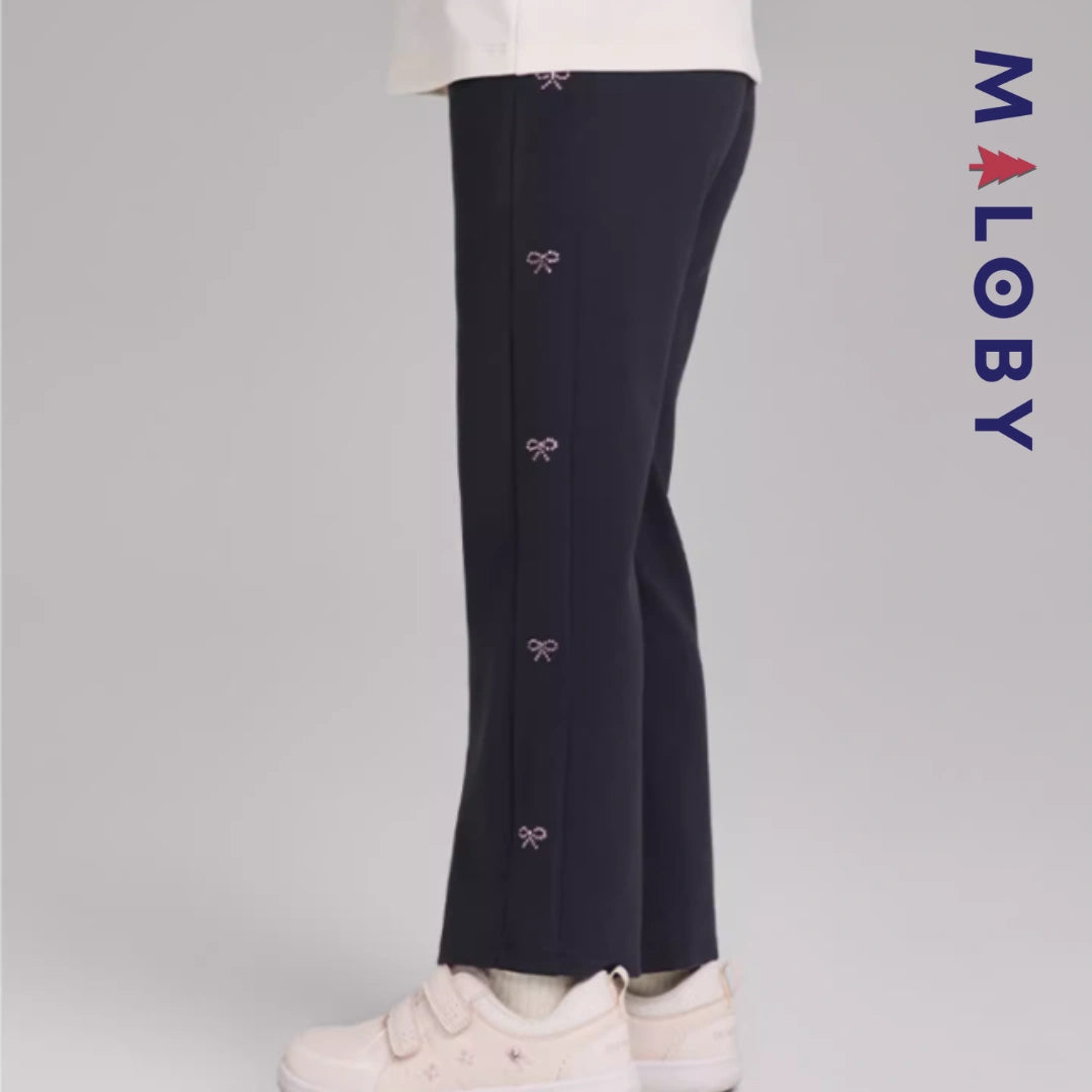 Pantalon évasé longueur chevilles enfant fille- marine
