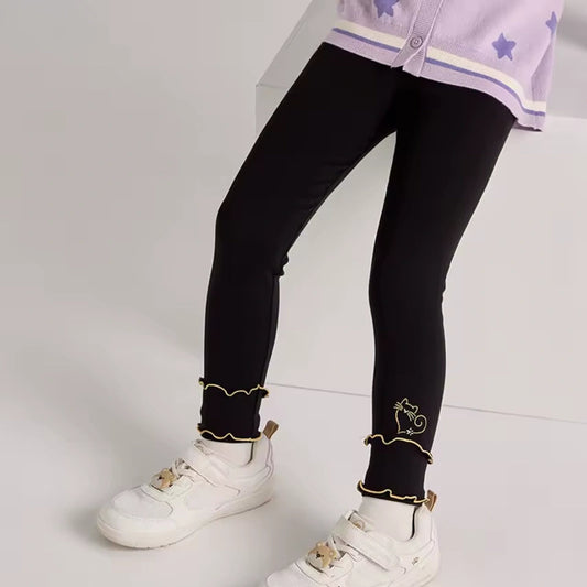 Leggings pantalon antibactérien et anti-acariens enfant fille -Noir, vêtement enfant maroc MALOBY