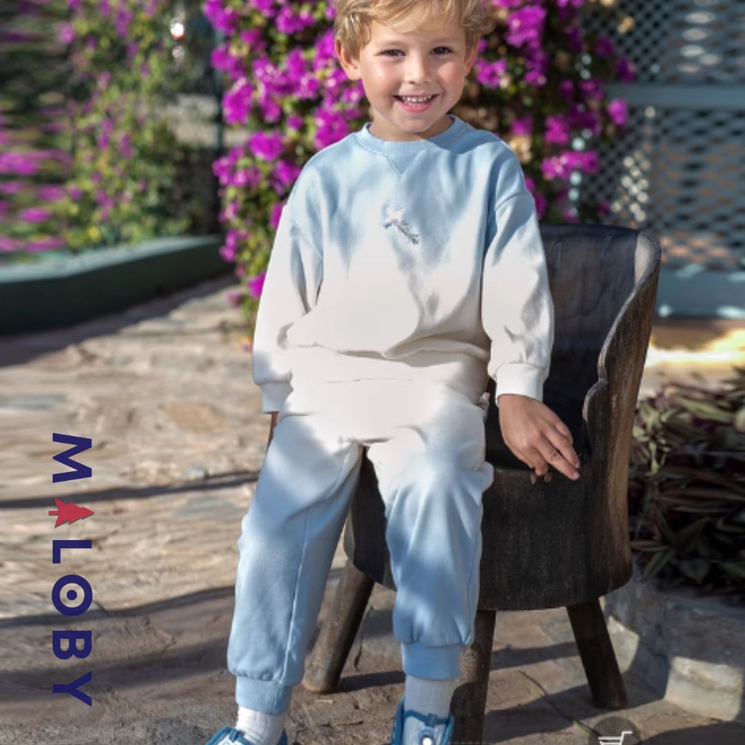 Ensemble sport garçon sweat + pantalon - Bleu ciel -robes et ensembles pour filles, bébés et garcons - MALOBY