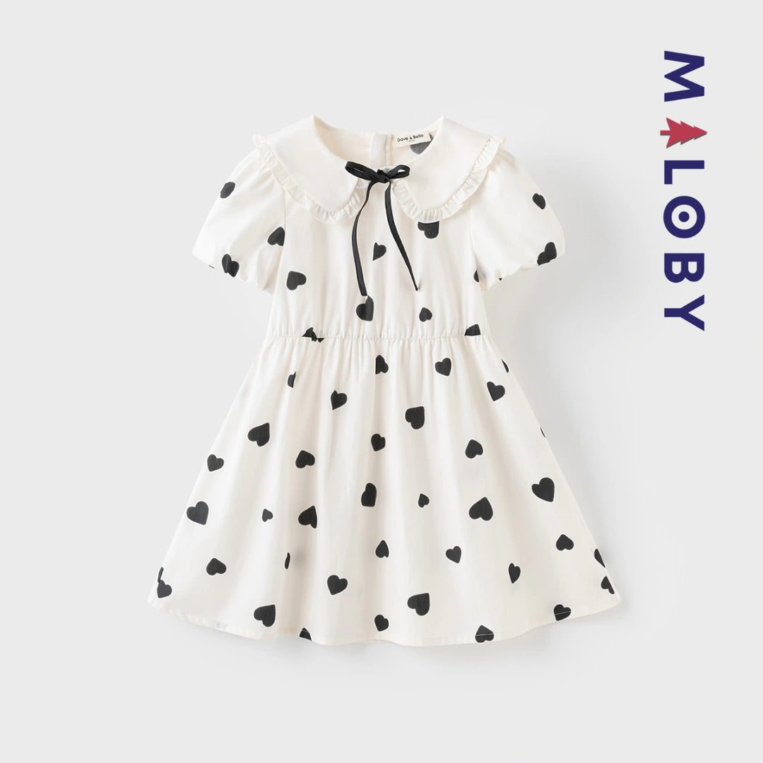 Robe d'Été imprimée cœur enfant fille -Beige