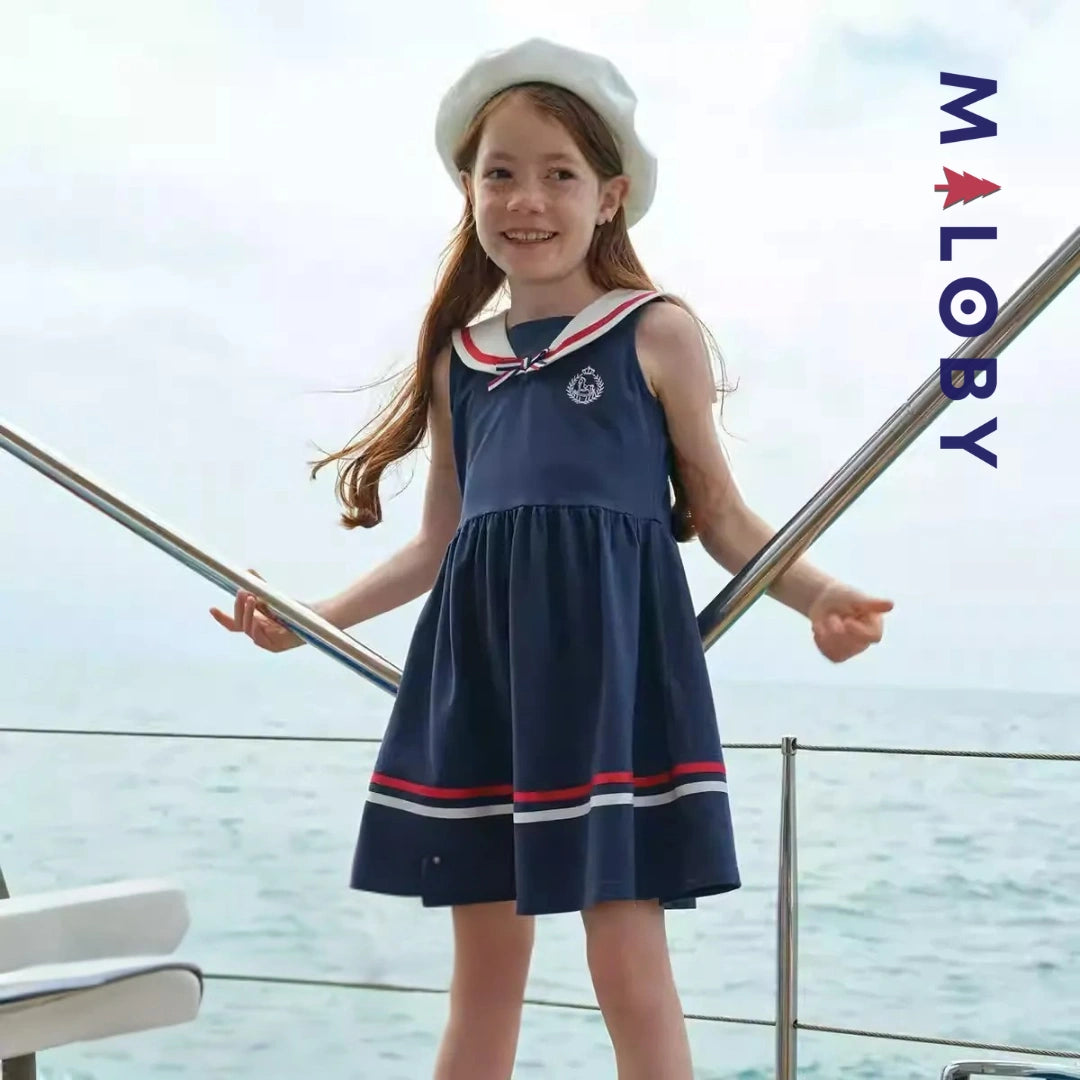 Robe style marin enfant fille -marine